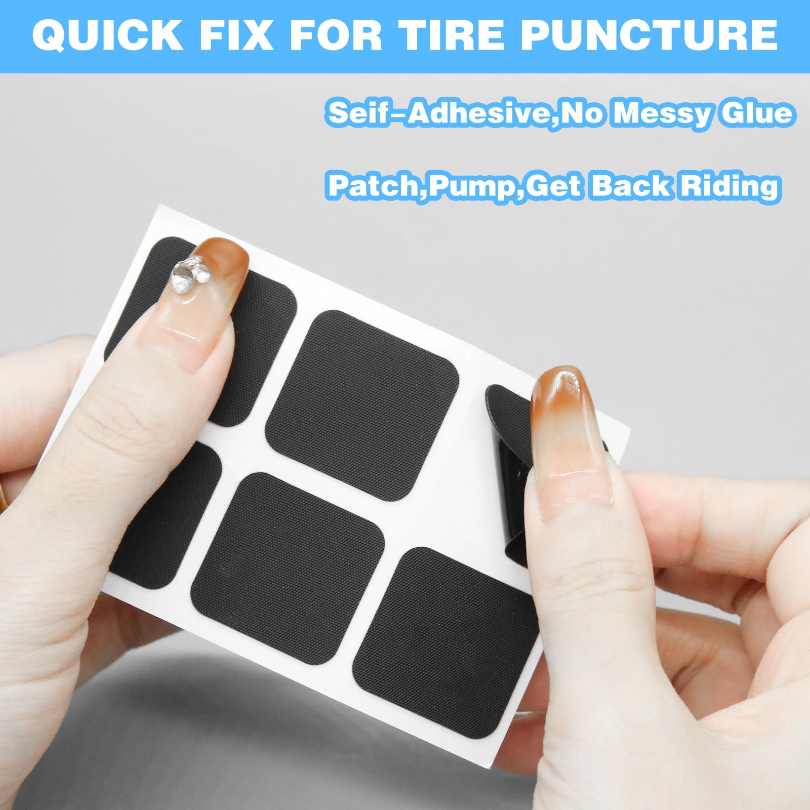 26Pcs Bike Tire Patch Repair Kit, Round Inner Tube Patch Kit Rectangular Bike Tire Patch Kit Self Adhesive Patch Kit with Metal Rasps, Bicycle Tire Patch Kit for Inflatable Rubber Flat Tire Repair