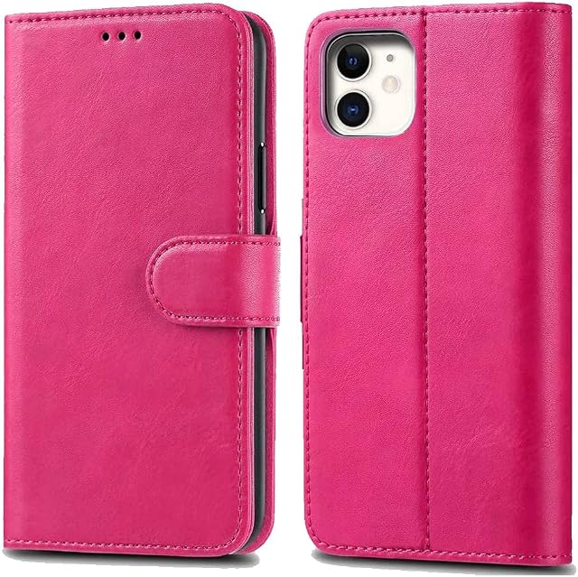iPhone 11 Leather Case - Premium Wallet Case Leather Flip Cover For Apple iPhone 11 6.1" A2221 [Card Holder] [Magnetic Closure] (Pink)