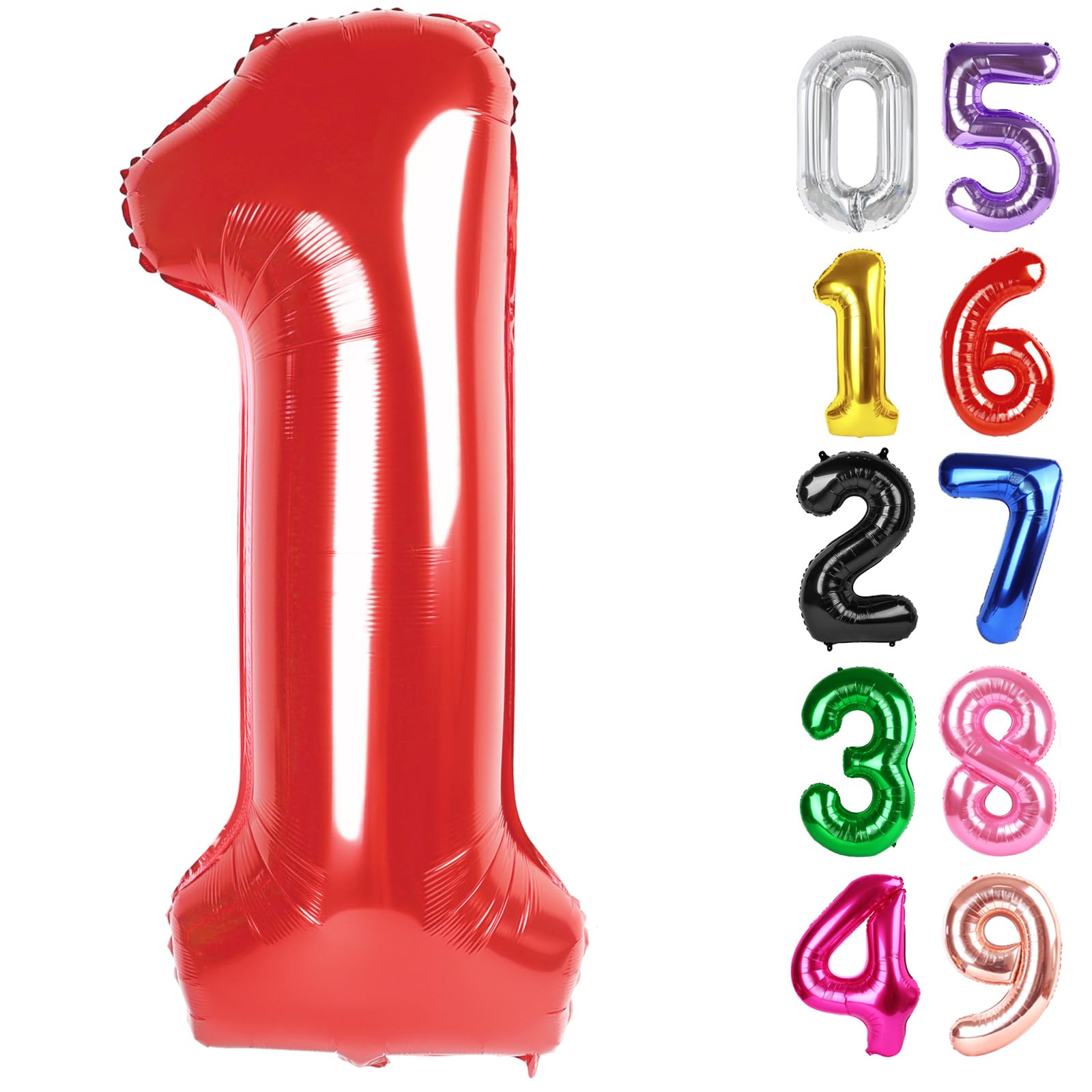 Red Number 1 Balloon 40 Inch, 1st Birthday Party Decorations Men Women