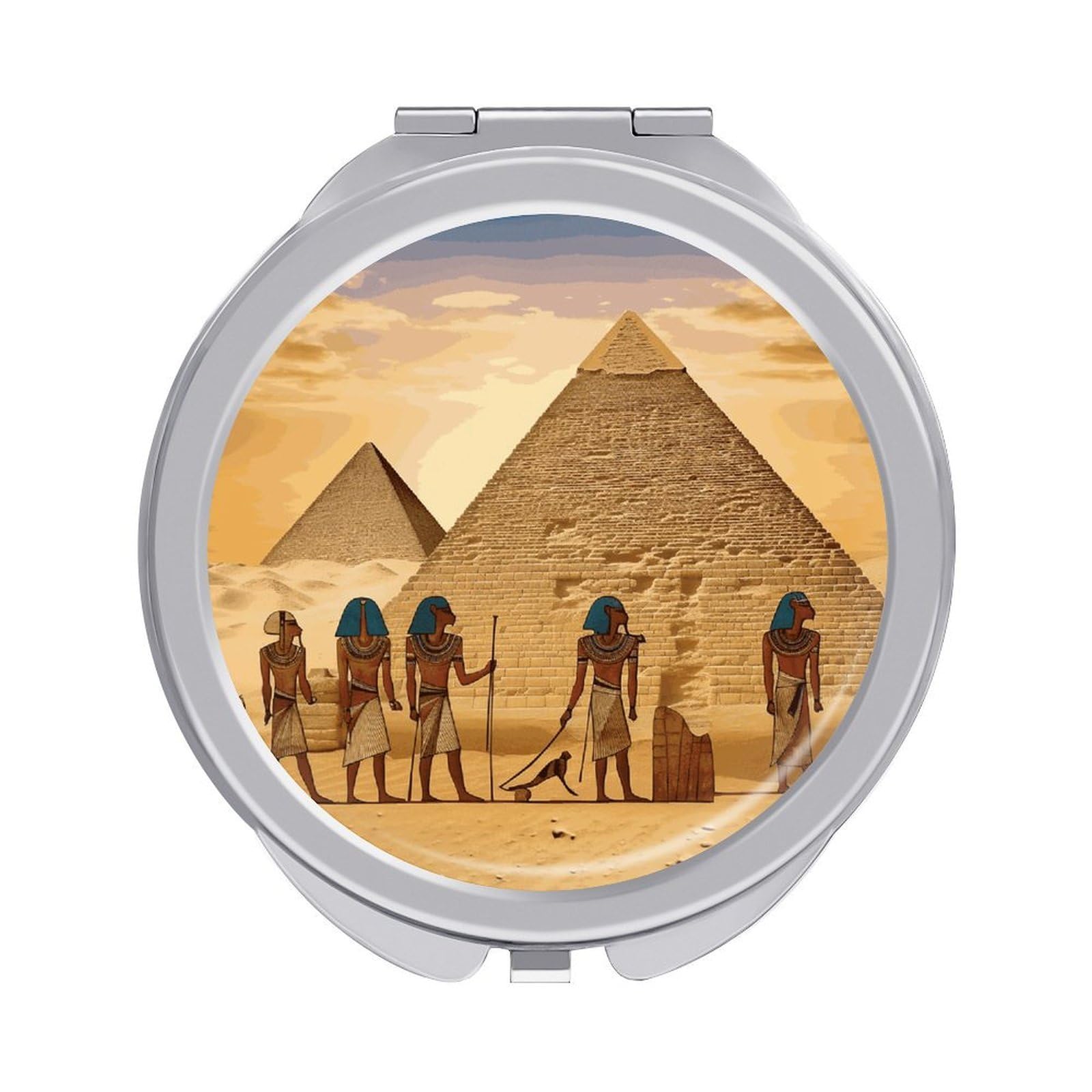 VstaDank Ancient Egyptians Compact Mirror for Purses Round Fashion Travel Makeup Mirror 2X /1x Magnifying Double Sides Mini Mirrors Portable Pocket Mirrors for Handbag Purse Women Gift