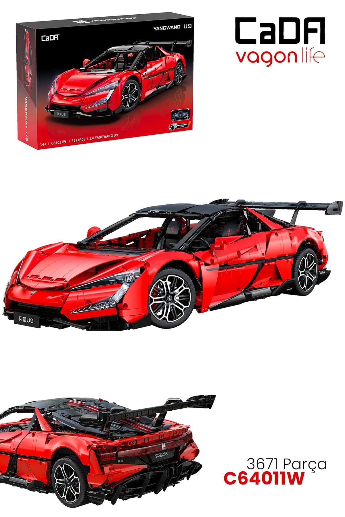 CADA 1:8 YangWang U9 Supercar 3671 Parça Araba Yapım Seti Mobil