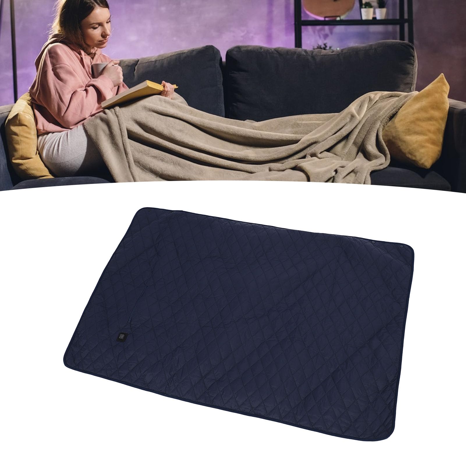 Coperta Riscaldante Elettrica Lavabile USB, Morbida e, Portatile, per Dormitorio Dell'ufficio, Fibra di Poliestere, 514 G (Stile 2)