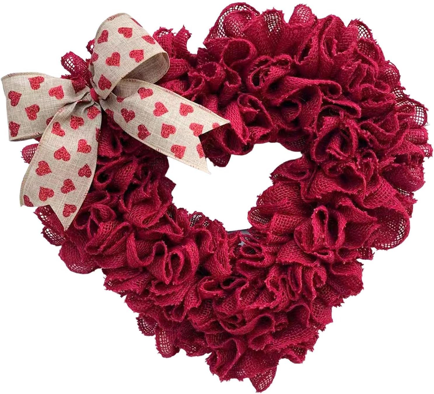 Ghirlanda da appendere alla porta d'ingresso, a forma di cuore, per San Valentino, festa di nozze, decorazione da appendere, 40 cm