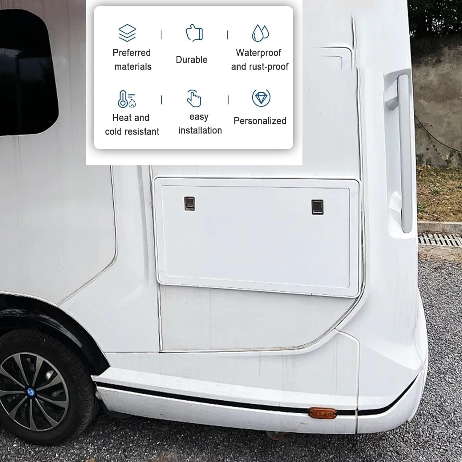 Foldable RV Table - Lightweight Aluminum Folding Dining Tables with Locking Mechanism, Wall Mount Hanging Design for Caravan, Campsite, Workshop(White,Non-Key TYPE-60 * 45CM)