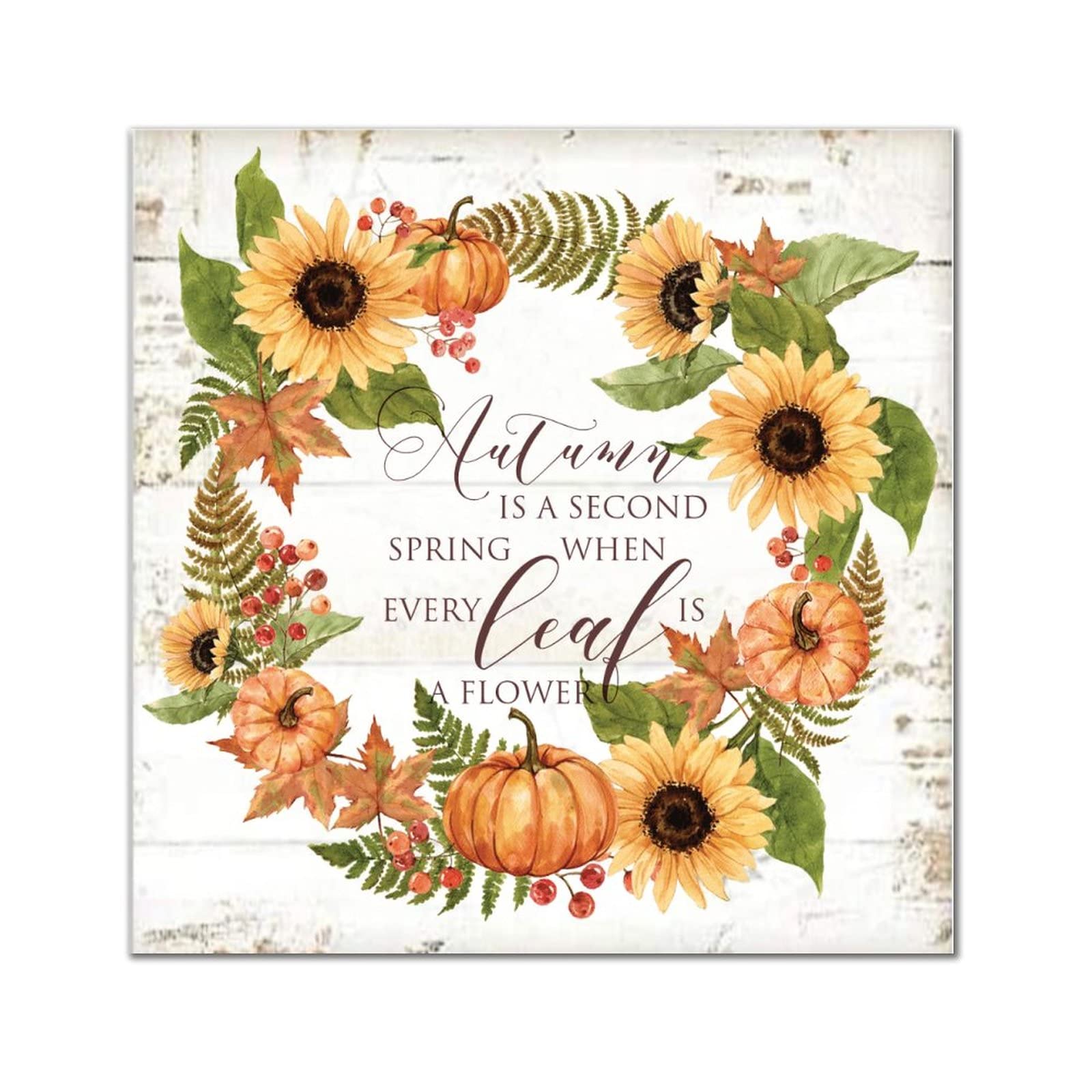 Panneau en bois automne décoration murale salon avec couronne feuilles d'érable