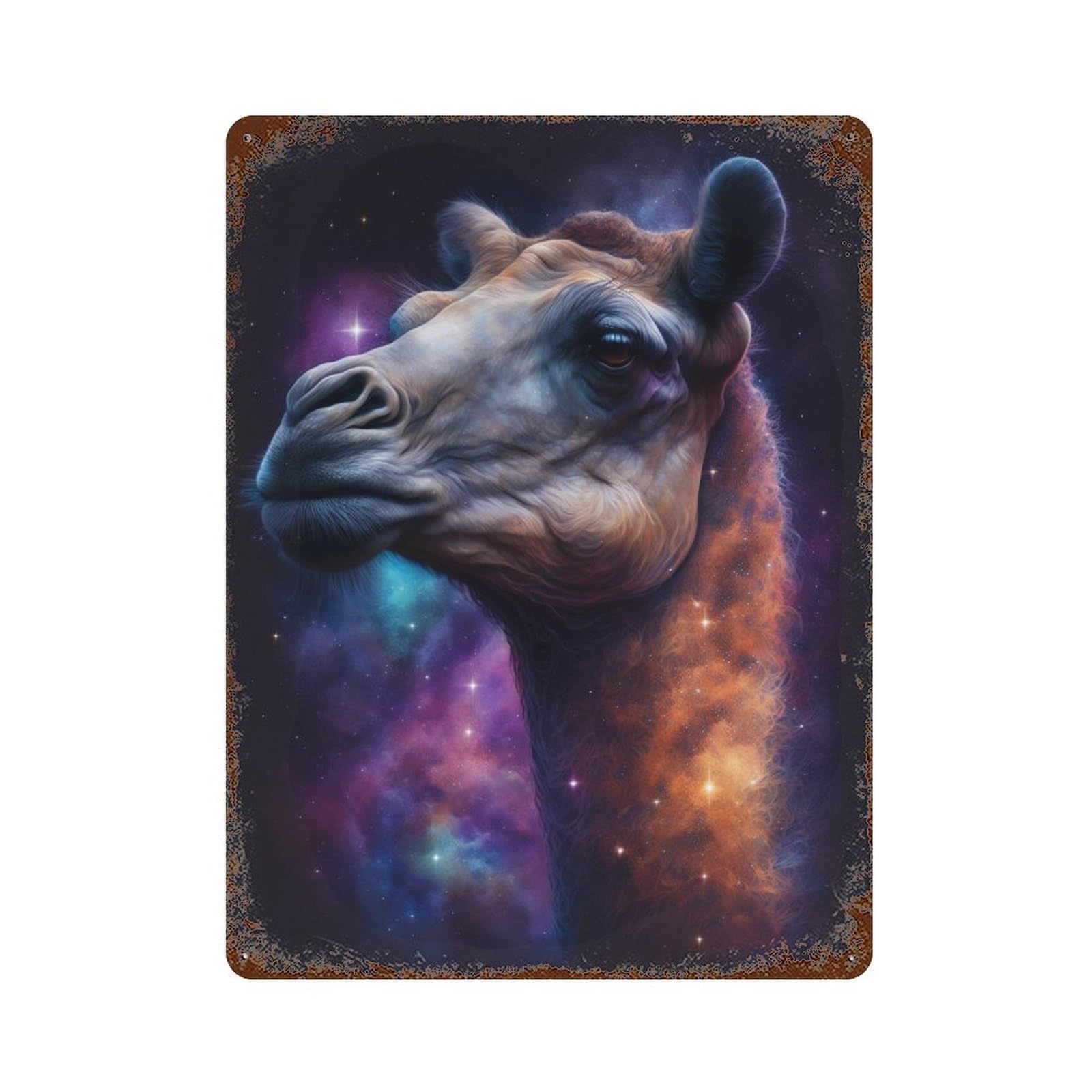 Galactic Camel Portrait-3 Distressed Metal Wall Sign 15.7"x11.8", Ideal for Pub, Kitchen And Man Cave Decor