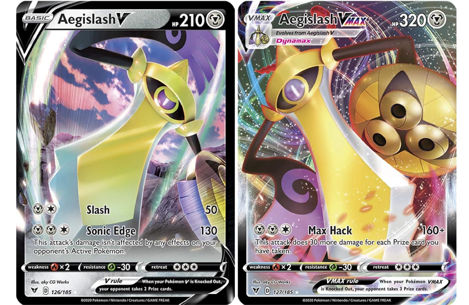 Pokemon Vmax Card Set - Aegislash VMAX 127 185 Aegislash V 126 185 - Vivid Voltage - Ultra