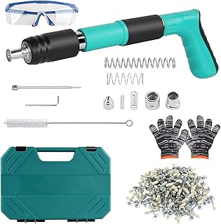 WOOLUCK Cloueuse Rivet Gun avec 200 clous ronds, Pistolet à clouer, pistolet à ongles portable, silencieux réglable, outil de fixation murale pour mur en ciment