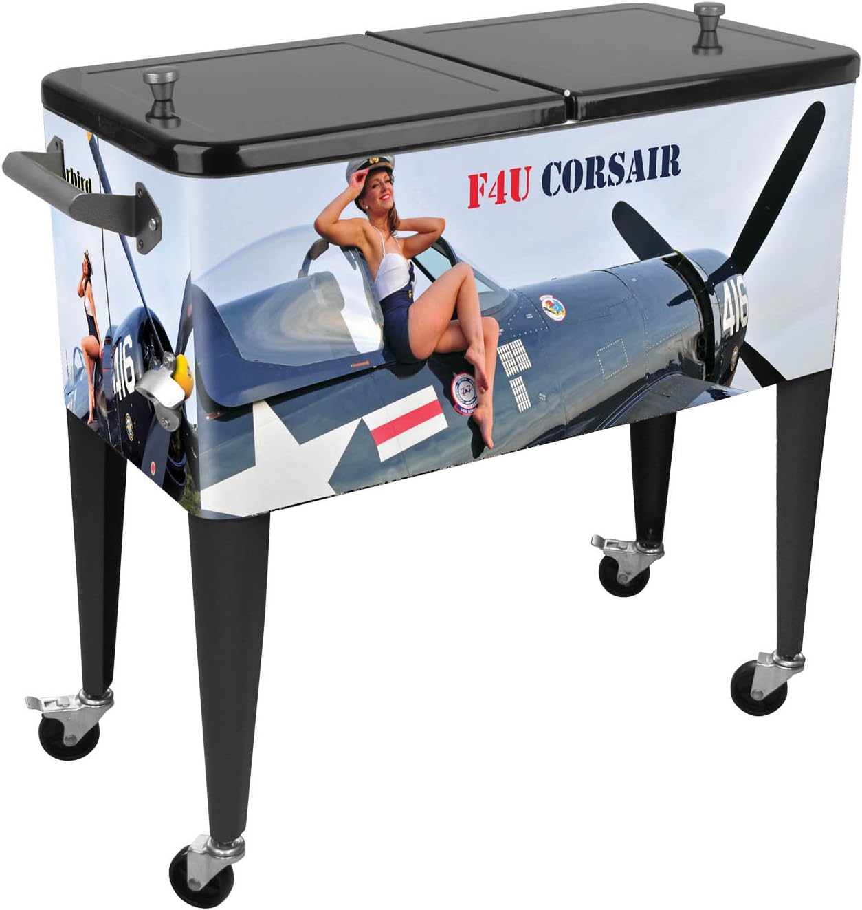 Sainty Art Works 29-077 War Bird Pinup Girls Corsair Patio Cooler, 80-Quart