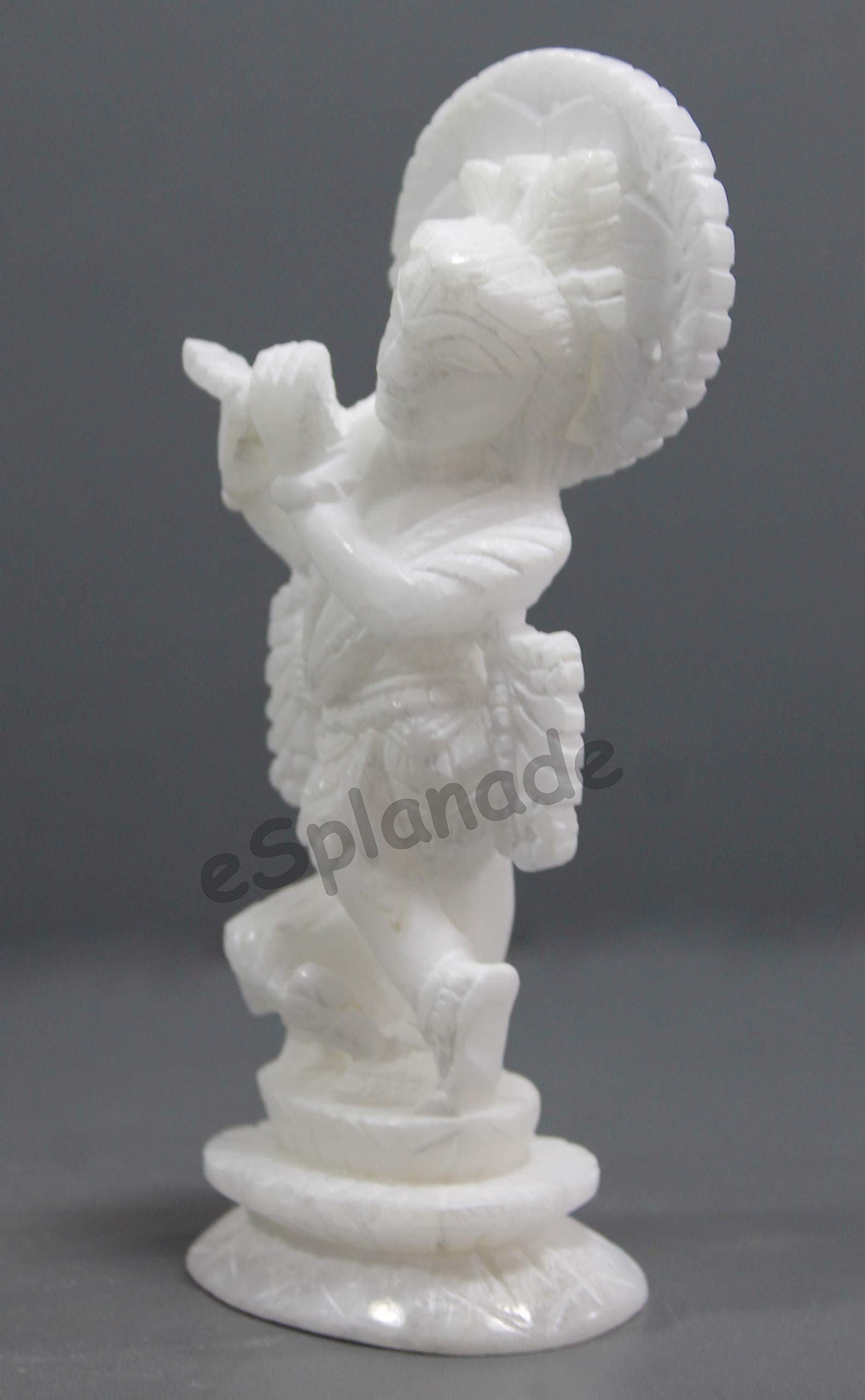 ESPLANADE - Biały marmur Makhan Chor Laddoo Gopal Baby Krishna Kishan Thakurji Murti posąg idola rzeźba (14 cm marmur)