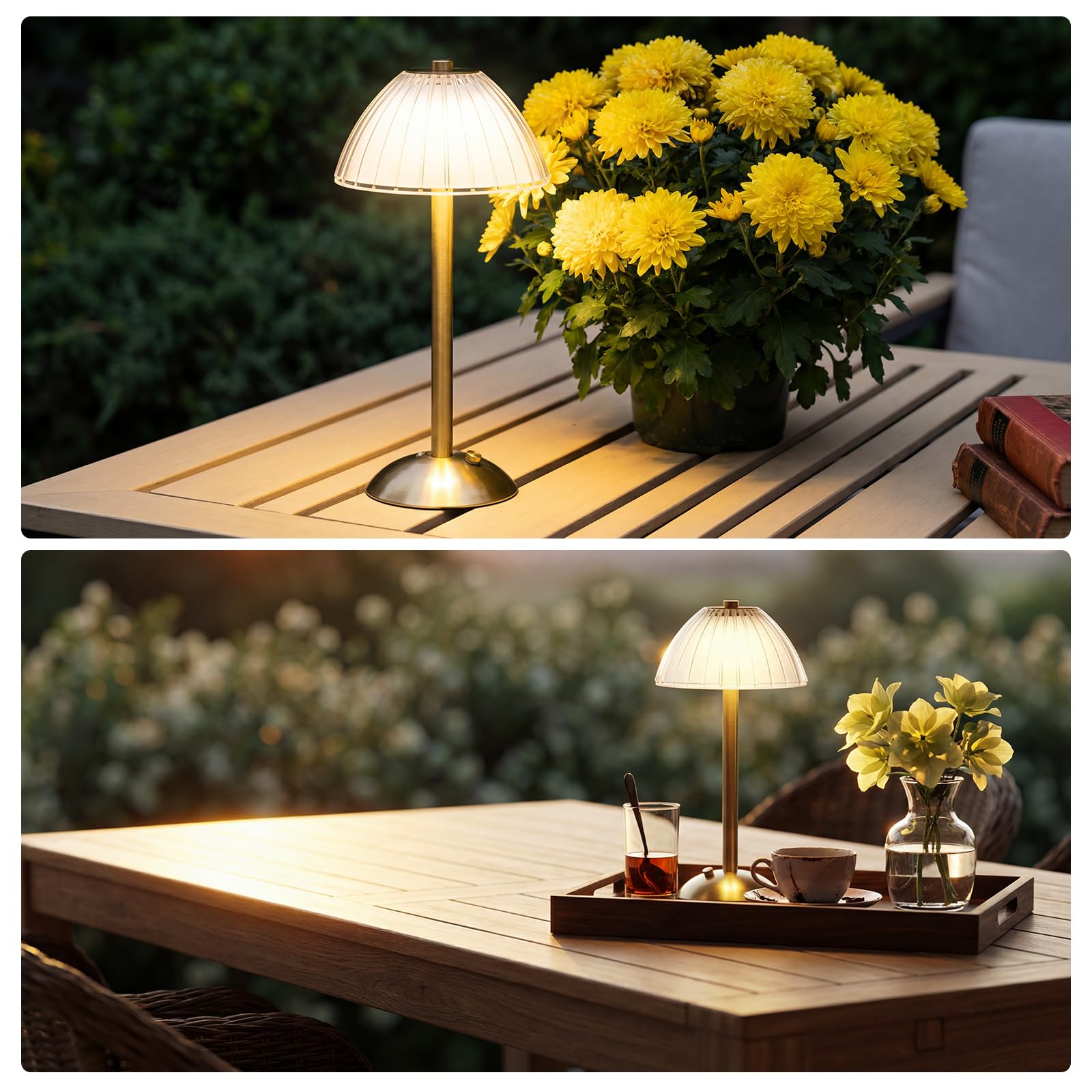 Liliful 2 szt. LED przenośna bezprzewodowa złota lampa stołowa dotykowa akumulator lampa biurkowa złota lampa na baterie 3 kolory ściemniana złota lampa do jadalni lampa biurkowa do sypialni salonu