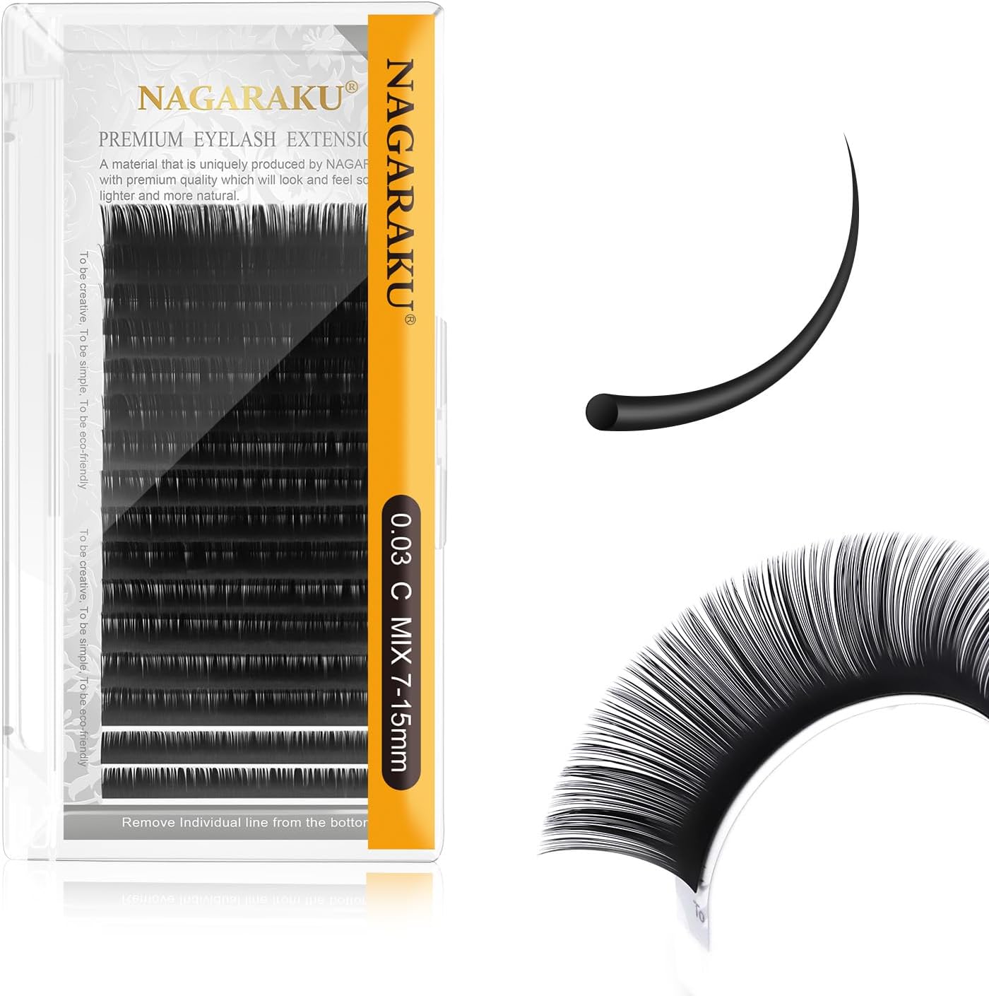 Eyelash Extensions Classic J B C D N LC LD L DD CC LB Curl 0.03-0.20 Thickness 5-17mm, Matte Black Individual Lashes Professional Supplies for Lash Techs (0.03-C 7-15mm Mix)