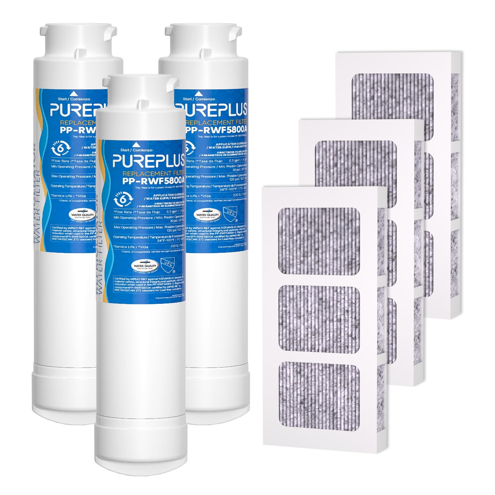 Photo 1 of PUREPLUS Refrigerator Water Filter, Compatible with Frigidaire EPTWFU01, EWF02, Pure Source Ultra II, 3Pack