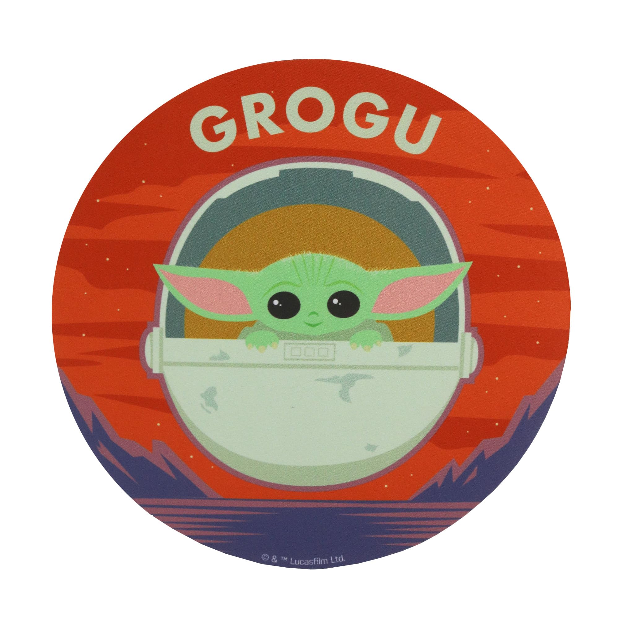 WONDEE Baby Yoda Round Small Mouse Mat with Funny Grogu Design, Mouse Mat Made of Extra Fine Fibre and Washable the Power of Joy, Star Wars Mandalorian Gifts