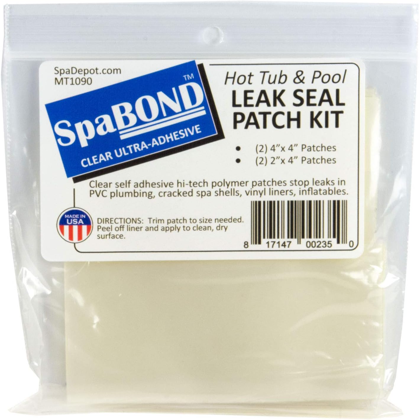 Spa Bond Hot Tub & Pool Leak Seal Patch Kit - Clear Ultra-Adhesive Waterproof Repair Fix for Vinyl, PVC, Acrylic