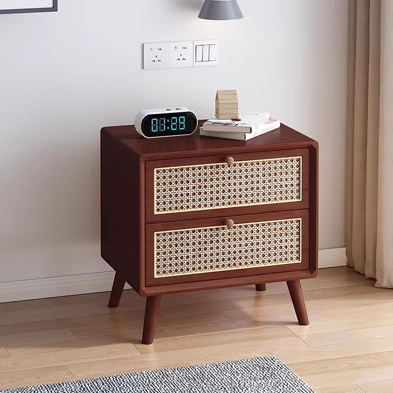 SXZenSpace Modern Simple Nightstand, Creative with Drawer Bedside Table Solid Wood Bedroom Furniture for Living Room,C,48x40x49cm(19x16x19inch)