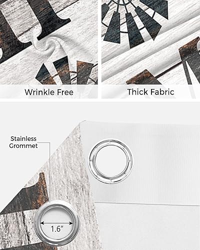 Miniatura 5 de BEMIGO Cortinas de puerta 100% opacas, molino de viento rústico, insonorizadas, aislamiento térmico, cortinas y cortinas para puerta temporal,