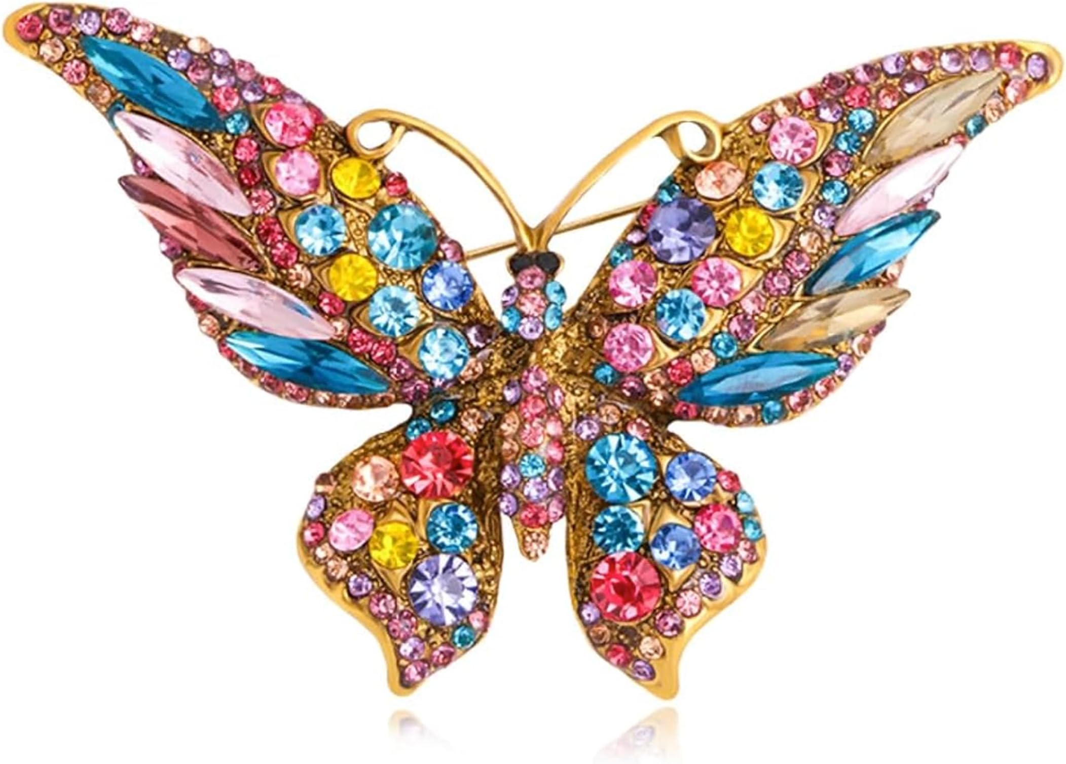 Butterfly Brooches for Women Crystal Butterfly Pin Blue Morpho Animal Clips Accessories Jewelry Gifts