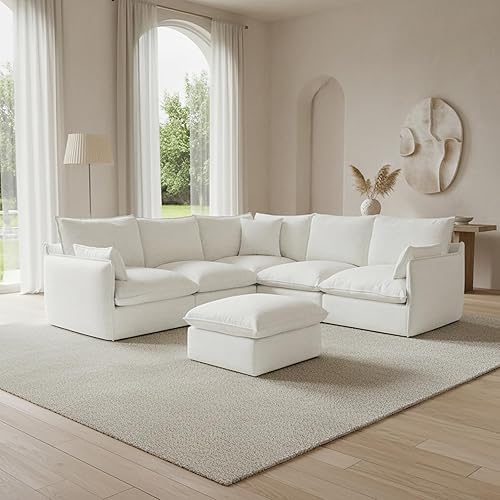 Miniatura 34 de 94.6" Cloud Modular Sectional Sofa, Waterproof Down Filled Sectional Sofas, High Backrest L Shaped 3 Seater Sectional Couches with Ottoman, Modular