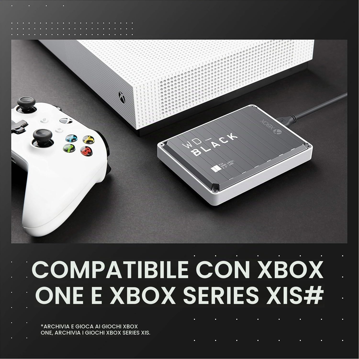 WD_BLACK P10 5 TB Game Drive per Xbox One per accedere sempre alla tua libreria di giochi , 1 mese Pass Ultimate