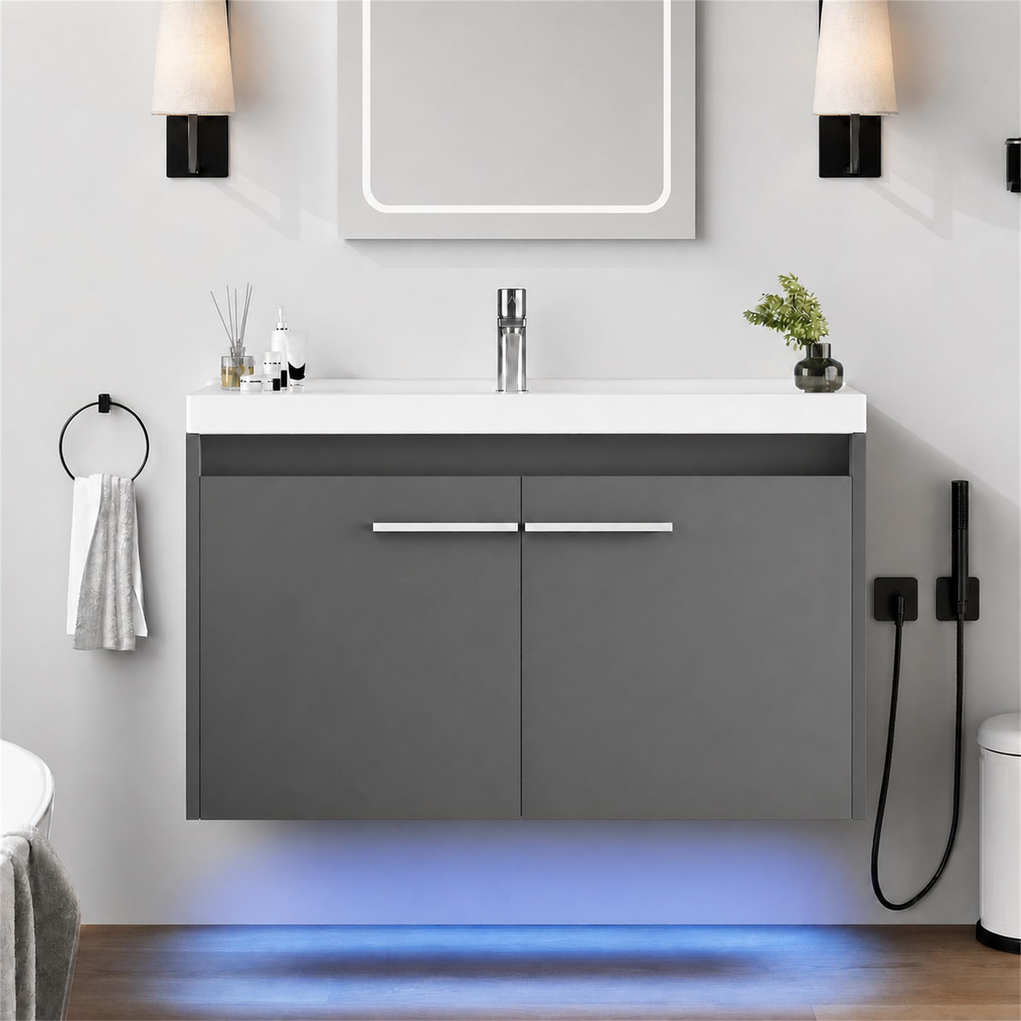 4ever2buy 32' Floating Bathroom Vanity with LED Lights