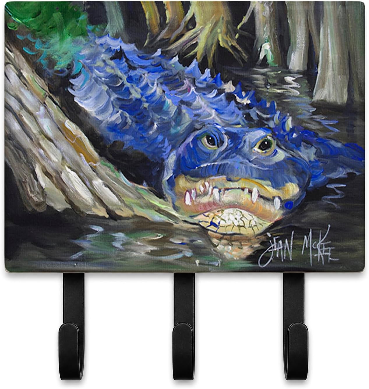 Caroline's Treasures JMK1135TH68 Blue Alligator Leash or Key Holder, Wall Hooks, Key Hooks Holder, Coat Rack Wall Mount, Coat Hooks, Hooks for Hanging Keys, Towels, Aprons, Leashes,