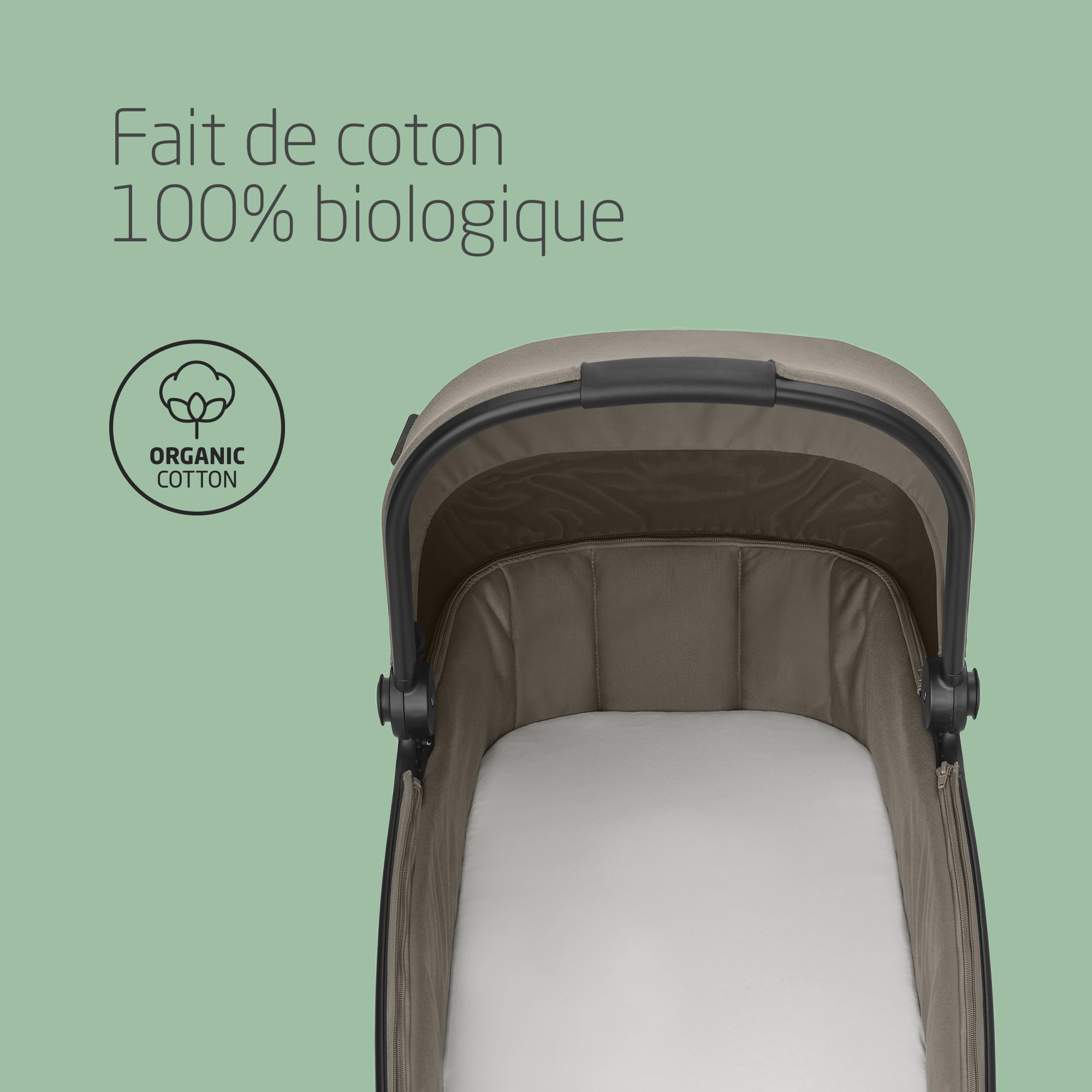 Maxi-Cosi Draps de nacelle, Compatible avec les nacelles Maxi-Cosi, Pack 2 en 1, Draps en coton 100 % biologique, Éco-responsable, Ajustement universel, Tissus haut de gamme, Lavable en machine, Blanc