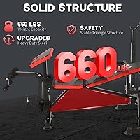 Vista 3 de OPPSDECOR 900lbs 6 in 1 Weight Bench Set with Squat Rack, Workout Bench with Leg Extension Preacher Curl Rack Multi-Function Bench Press Set for