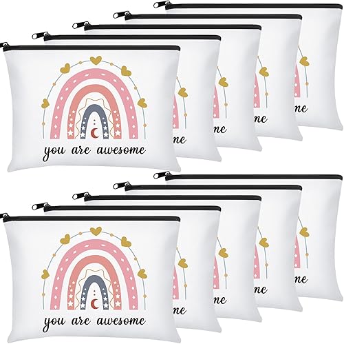 Chunful 10 bolsas de cosméticos inspiradoras para niñas y mujeres, bolsa de maquillaje, regalos de amistad de cumpleaños para hija, hermana, You Are Chunful 10 bolsas de cosméticos inspiradoras para niñas y mujeres, bolsa de maquillaje, regalos de amistad de cumpleaños para hija, hermana, You Are