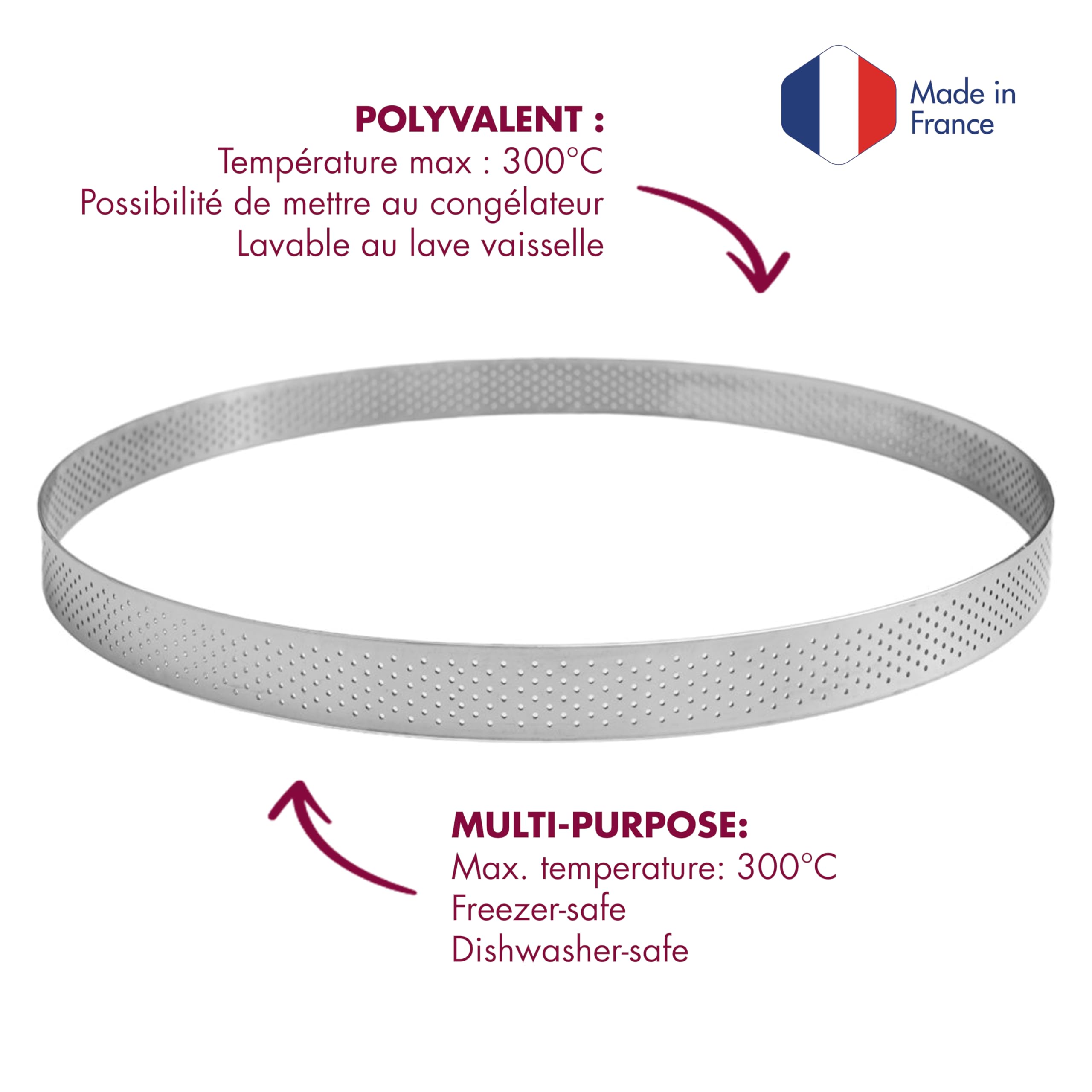 GOBEL - Perforowane koło do ciasta - Perforowane koło do wypieków - Stal nierdzewna - Ø 20 cm - Wysokość 2 cm - Profesjonalna jakość - Wyprodukowano we Francji