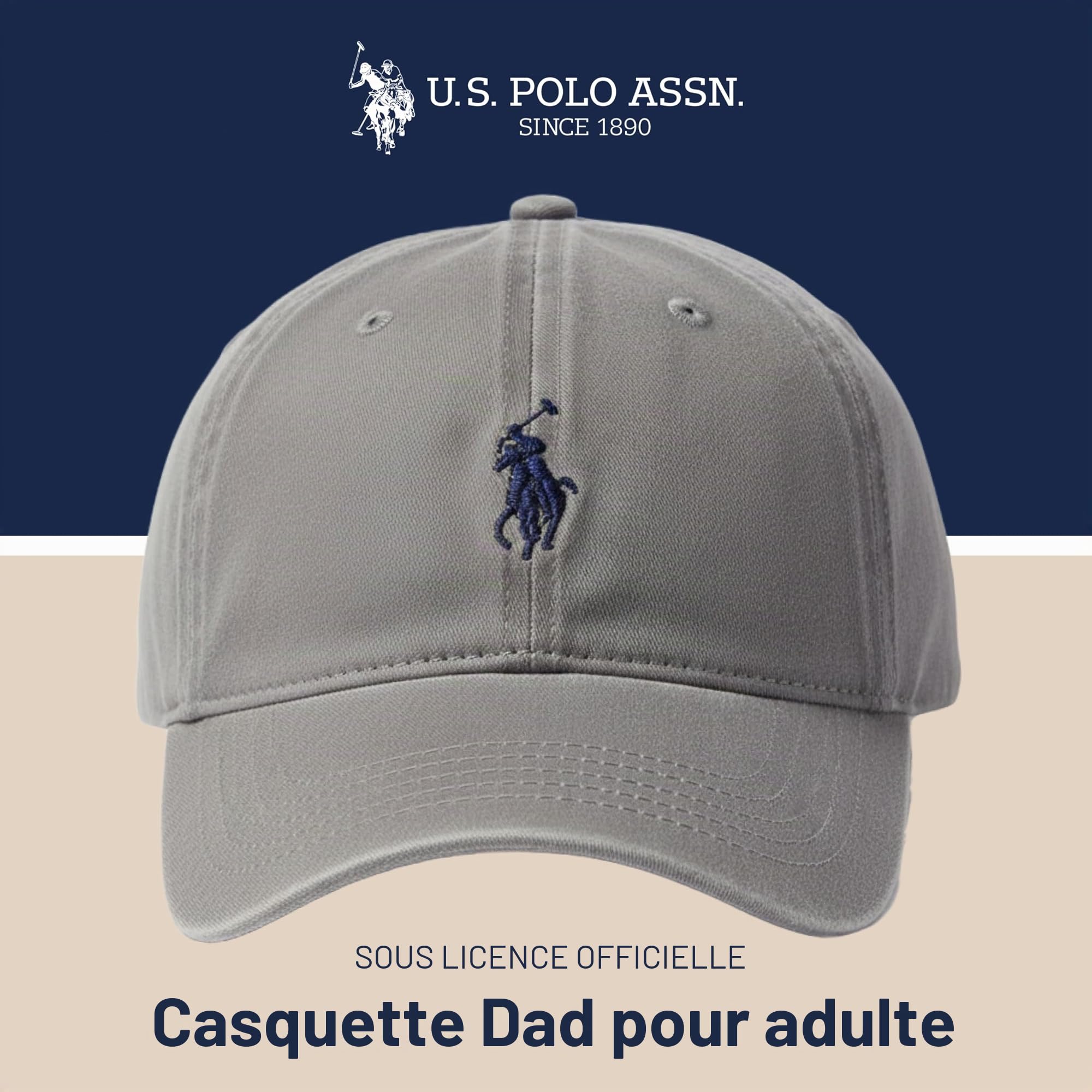 U.S. Polo Assn. Mens Washed Twill Cotton Adjustable Baseball Hat with Pony Logo and Curved Brim - Casquette de Baseball - Homme