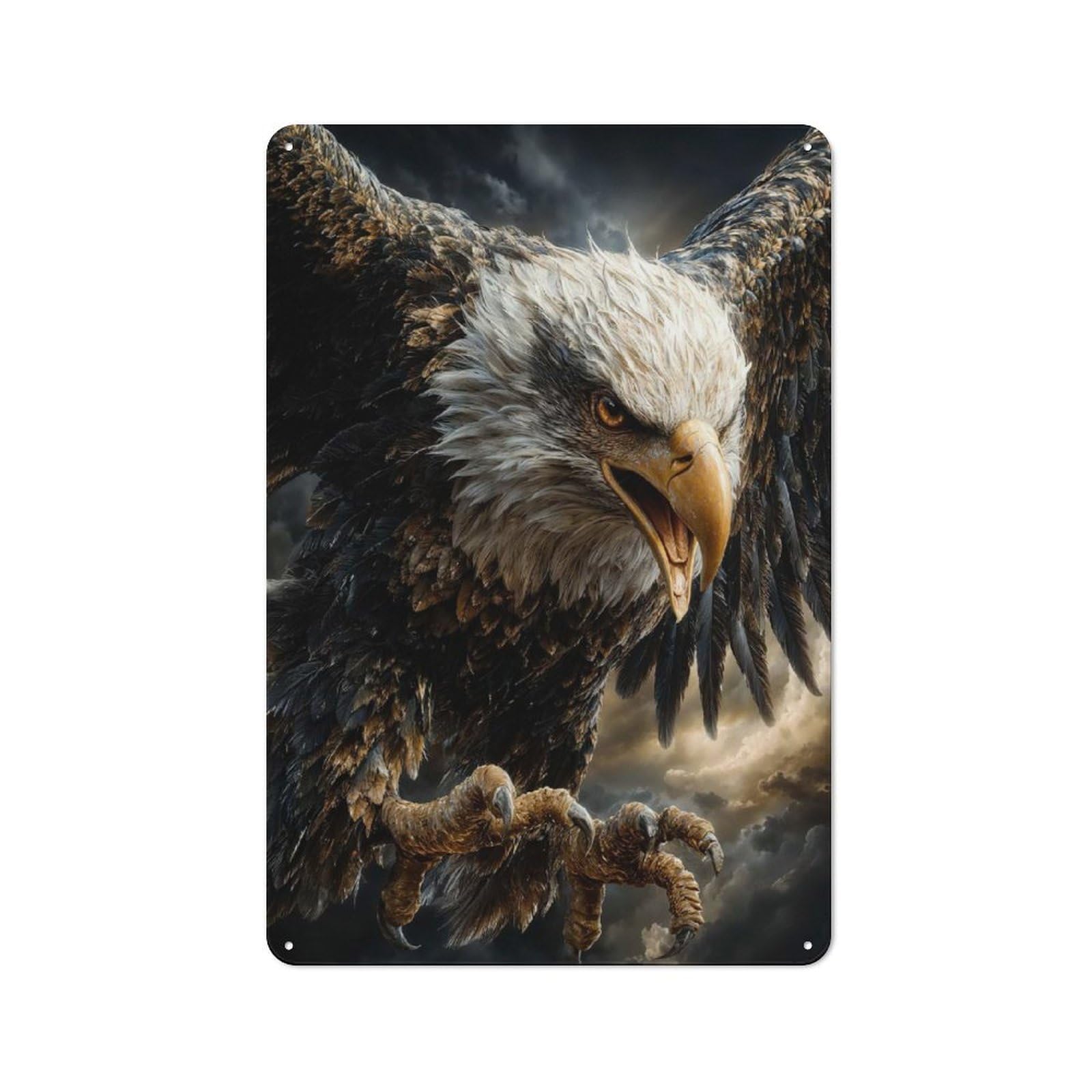 Junmoney Style-8 Vintage Metal Plaque 30X20cm Featuring Majestic Bald Eagle Portrait For Home Bar Wall, A Metal Wall Feature For Home Bars And Entertaining Spaces