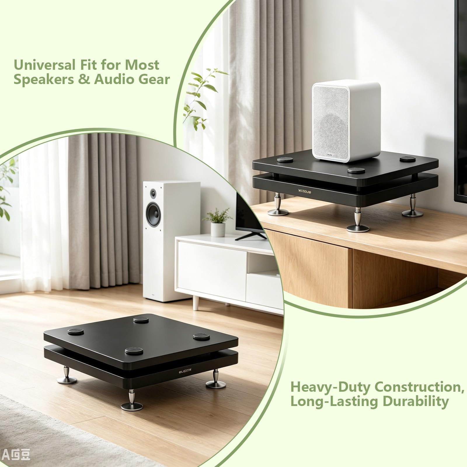 Lautsprecher-Isolationsständer mit verstellbaren Spike-Füßen, Subwoofer-Plattform, MDF-Audiobasis for Studiomonitor, Boden-HiFi-System und Heimkino, Vibrationserhöhung
