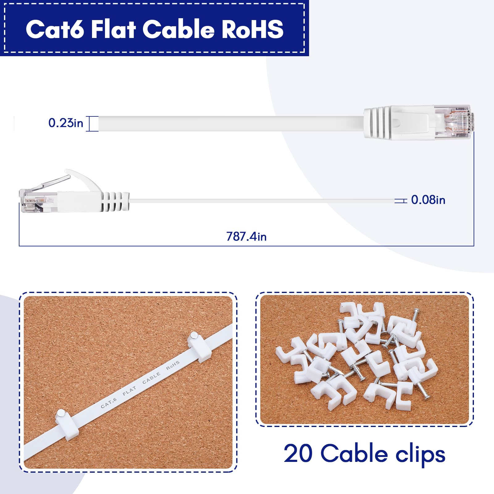 YIIFELL Cavo Ethernet 20 Metri, Cavo LAN Cavo Ethernet Cat 6 Ethernet Cable Cavo di Rete Cavo Internet con Connettori RJ45 per Router, Switch, Modem, PS5/PS4, Smart TV, Xbox