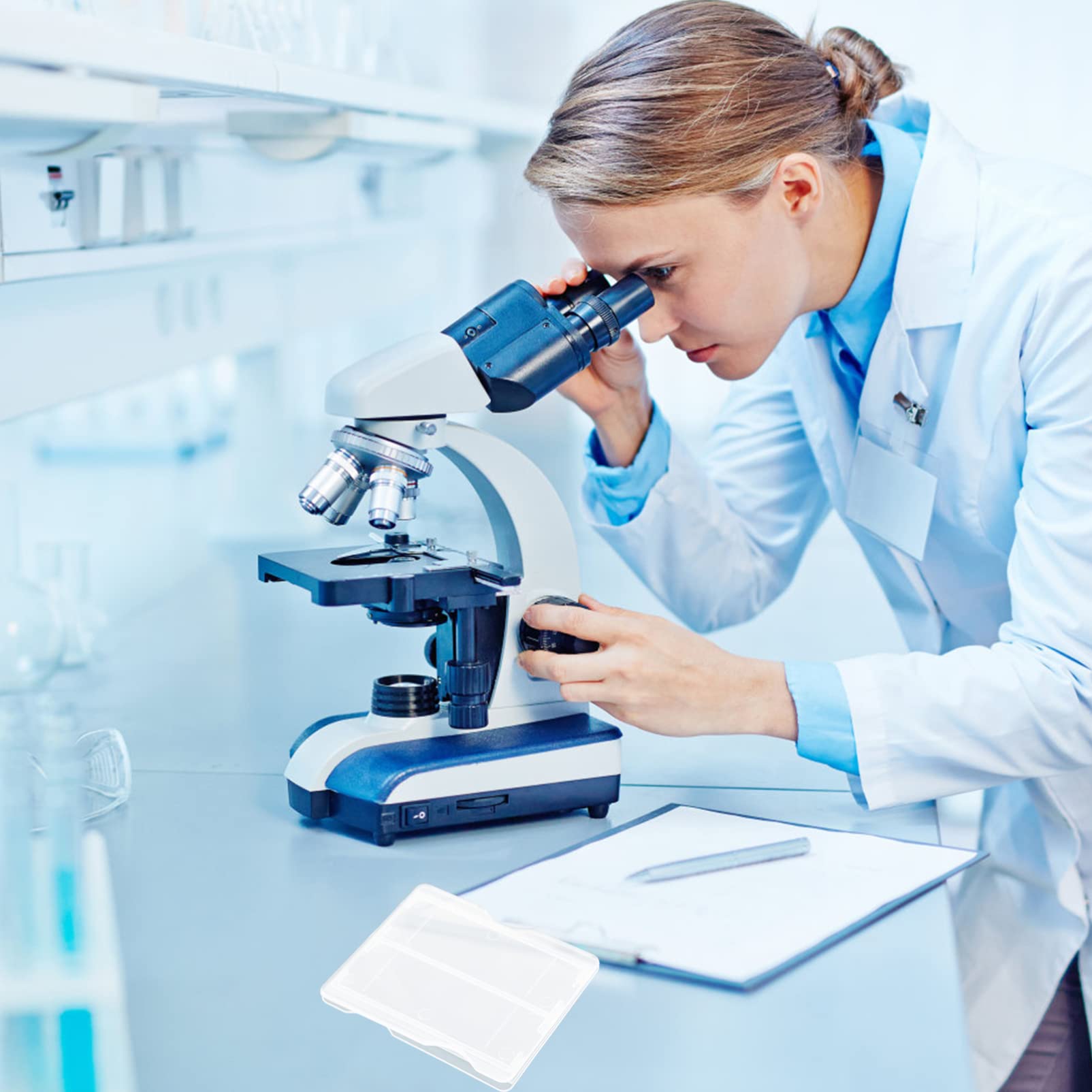 VILLFUL 100pcs Box Slide Box Microscope Slide Storage Microscope Slide Plates Storage Boxes Slide Storage Container 12x12 Paper Storage Professional Microscope Slide Holder Polypropylene