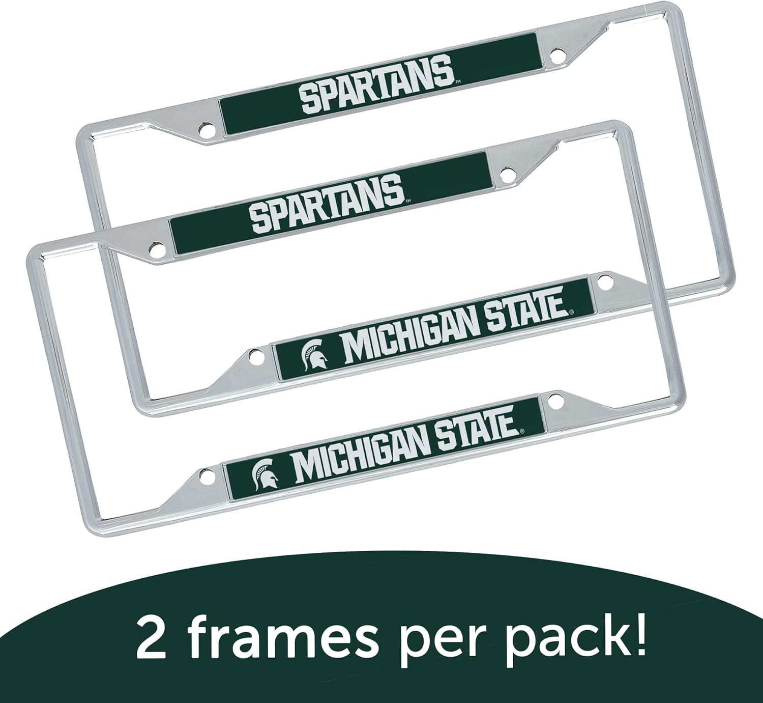 Desert Cactus Michigan State University License Plate Frame Metal Car Tag Holder for Front or Back of Car Officially Licensed (Mascot 2-Pack)