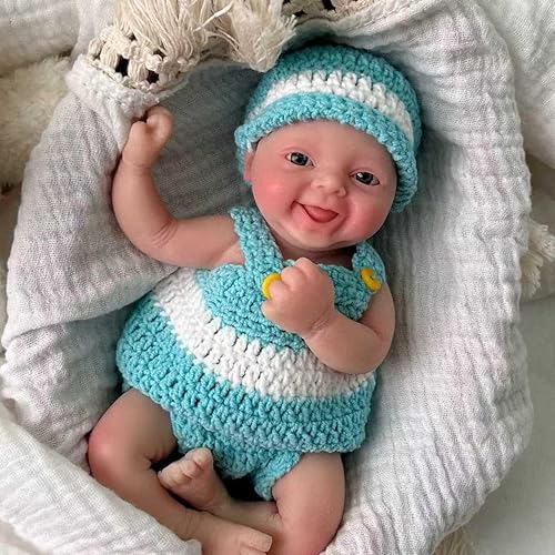 Miniatura 4 de Mire & Mire Mini muñeca de bebé de silicona completa para dormir de 4.5 pulgadas con accesorios de alimentación, muñeca realista suave y realista