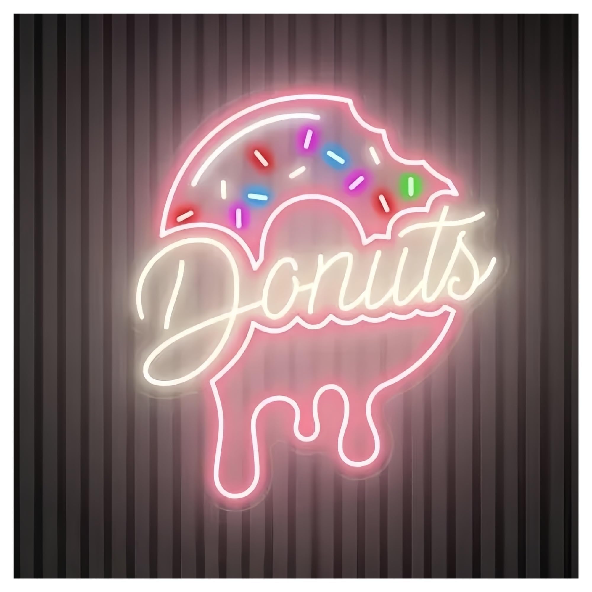 SHOUXI Sign Lamp Donuts Neon Sign Light Dimmable for Donuts Shop Food Restaurant Business Kitchen Dining Room Wall Decor(B,50cm)
