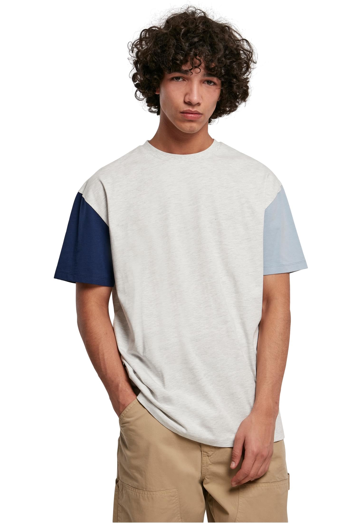 Urban Classics Men's Lightgrey Organic Oversized Colorblock T-Shirt, Light Grey, Xxl, Xxl