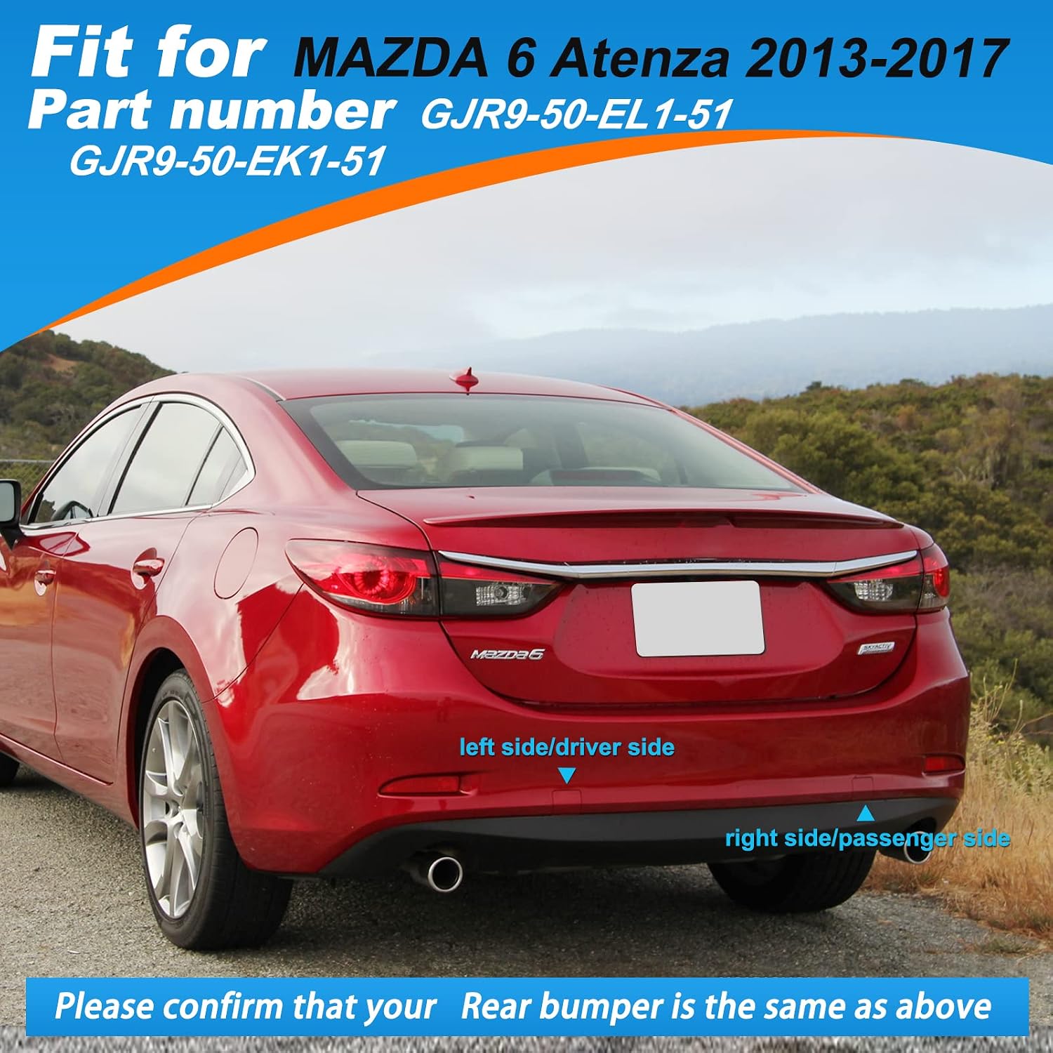 Rear Bumper Tow Hook Cover Towing Eye Cap Fit for Mazda 6 Atenza 2013 2014 2015 2016 2017 GJR9-50-EL1-51 GJR9-50-EK1-51 (White, Right Passenger Side) Xinpinsai