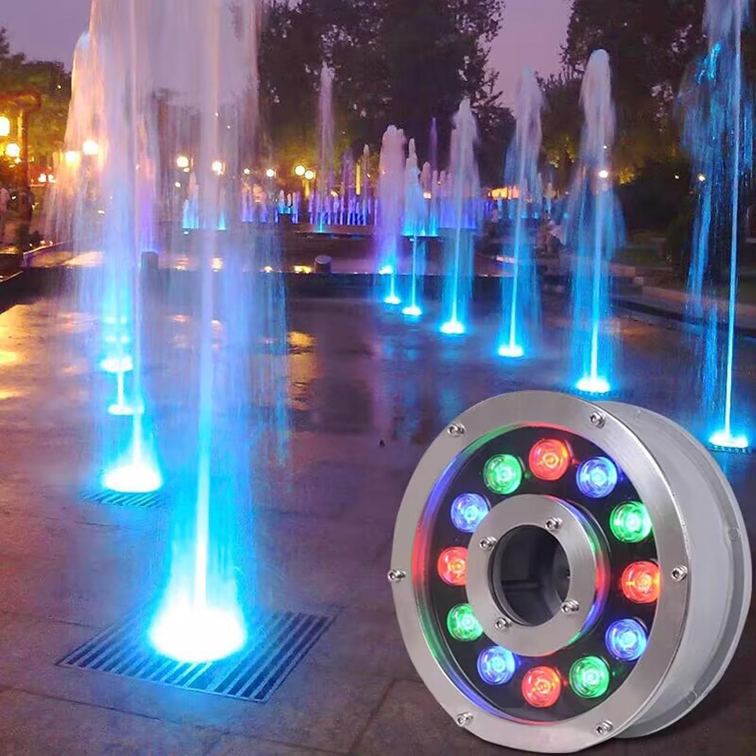Llpsmengae Ac24v Outdoor Rgb Spot Light, Ip68 Waterproof Underwater Pond Pool Lights, Led Ring Fountain Light With Remote Control(,18W)