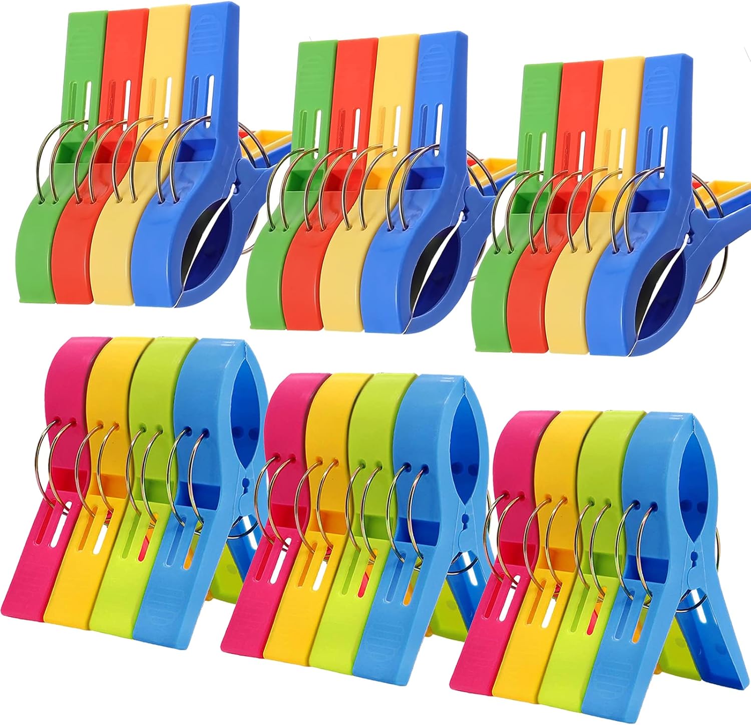 24 Pack Beach Towel Clips for Beach Chairs, Towel Clips