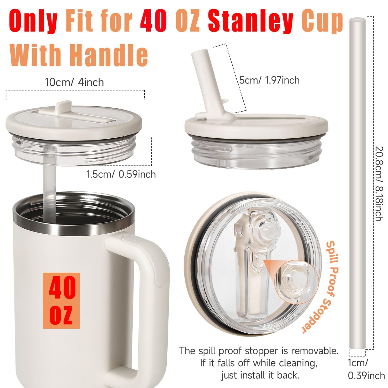 2 Pack 40 Oz Flip Straw Leak Proof Lid For Stanley H2.0 - View #7