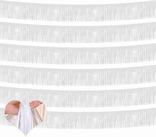 Paquete de 6 guirnaldas de flecos de papel de aluminio de 10 pies, pancarta metálica de oropel para colgar en la pared, cortinas de fondo para