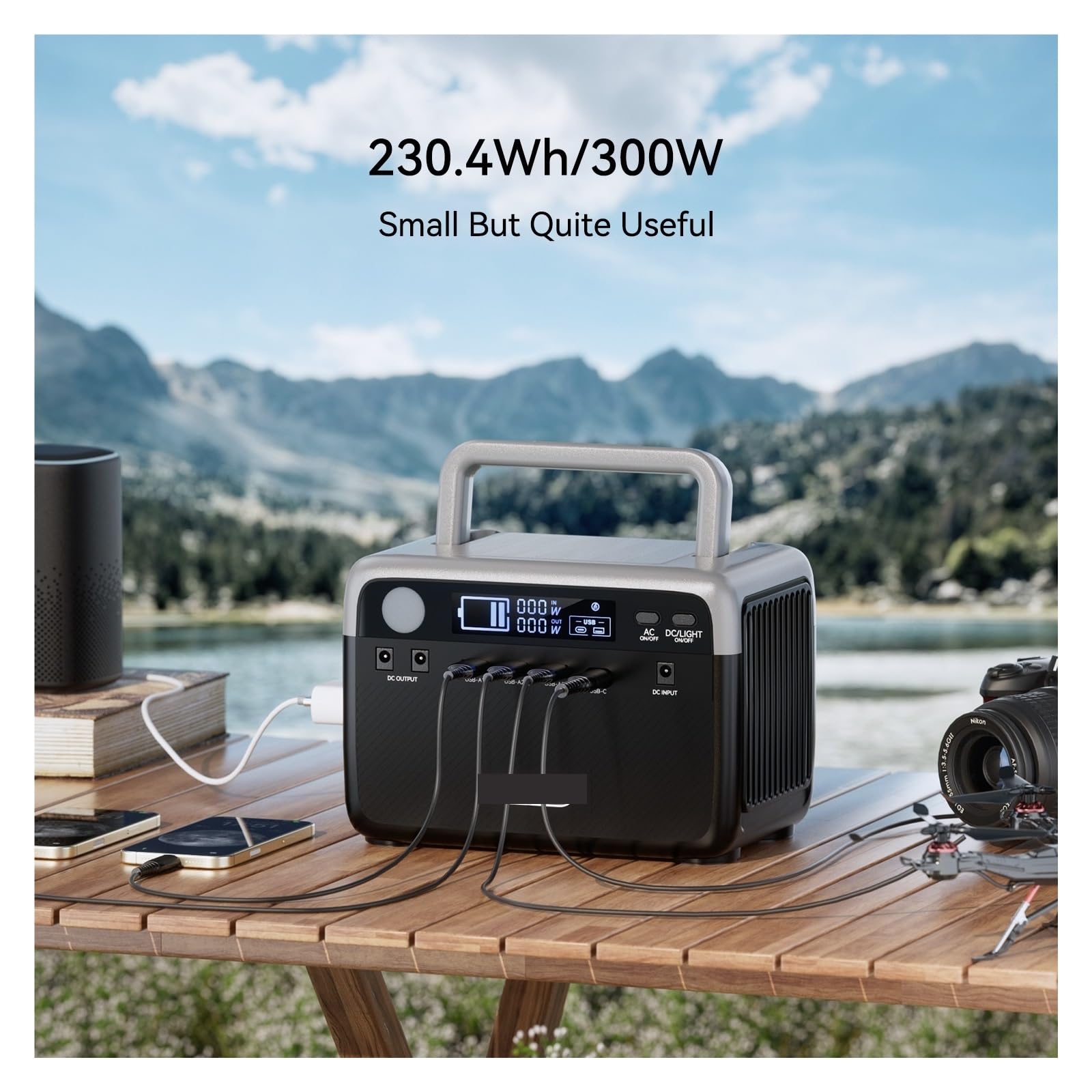 Stazione Di Ricarica Portatile BP030B Energia Solare Da 300 W Batteria LiFePO4 230,4 Wh Alimentatore Mobile Campeggio 2500 Durata Della Batteria Ultra-Lunga