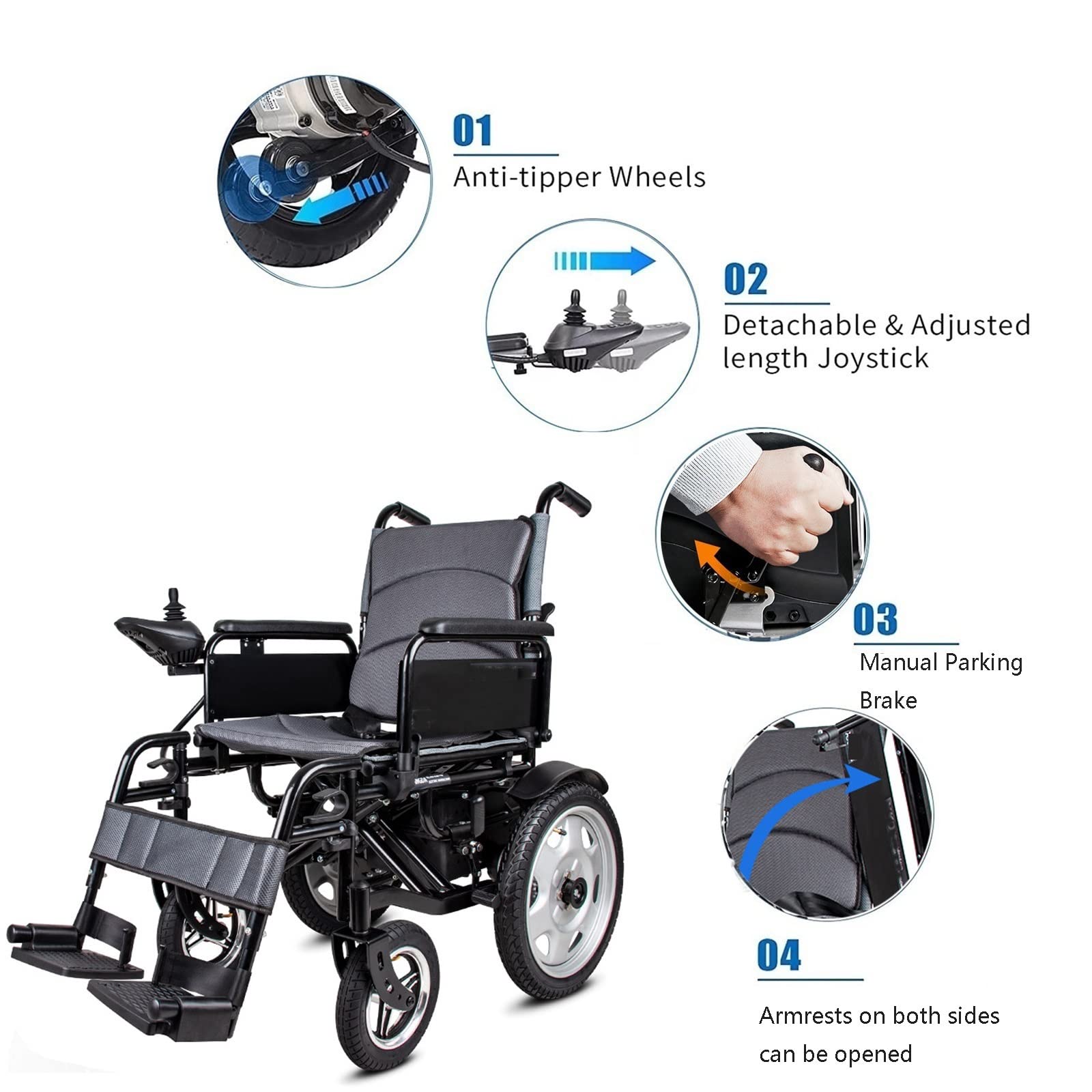 Amazon | 電動車椅子、正味重量38kg、軽量で折りたたみ可能-700wピーク