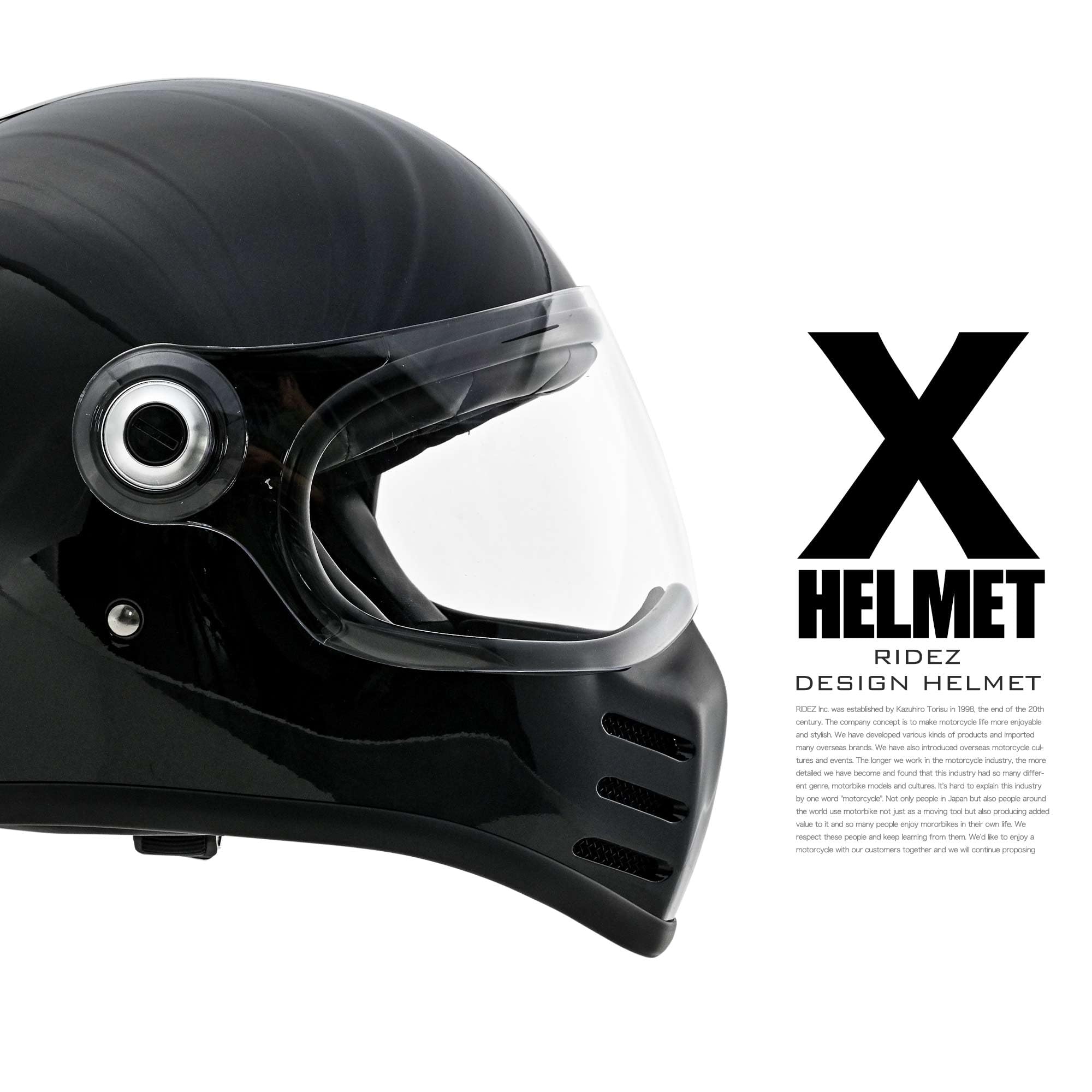 Amazon | RIDEZ X グロス ブラック フルフェイスヘルメット