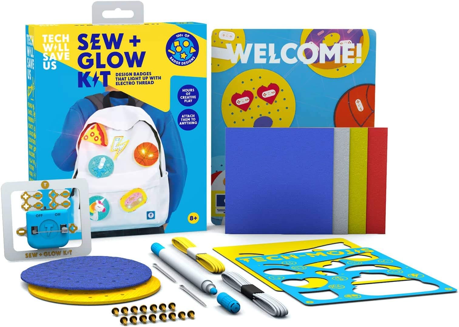 Tech Will Save Us Sew & Glow Arts and Crafts DIY Kit, Toy, Gift for Boys, Girls, Kids ages 8 to 12
