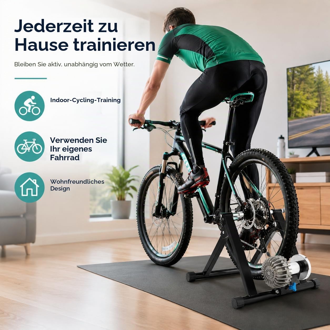 Home Trainer für Fahrrad, Heimtrainer, verstellbares Design, Fluid Bike, Trainer, Trainingsbank für Fahrräder, geeignet für Fahrräder von 26 – 29 Zoll, Mountainbikes