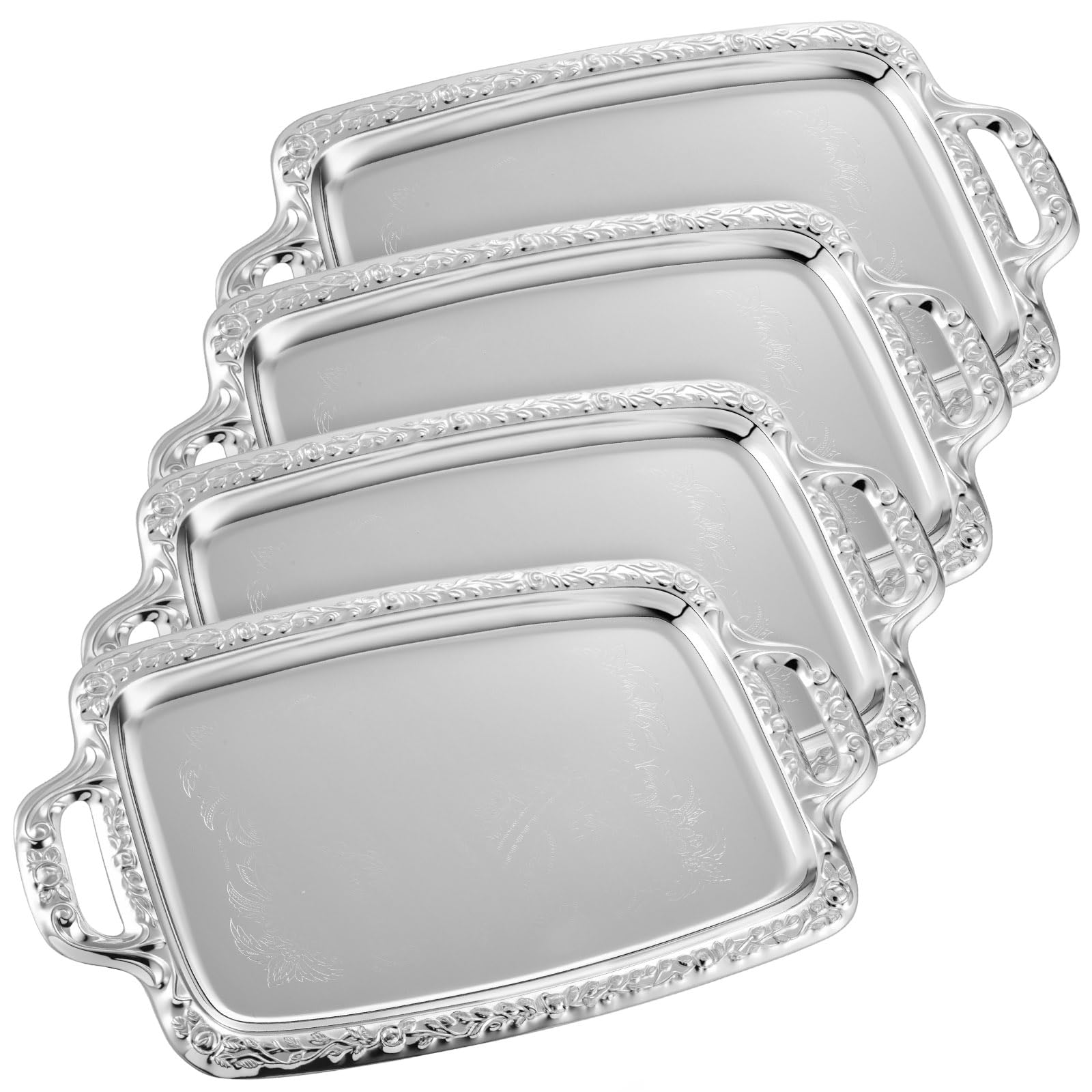 Aazon.co: Bezrat Stainless Steel Food Serving Tray – Rectangular Decorative Irrored Serveware